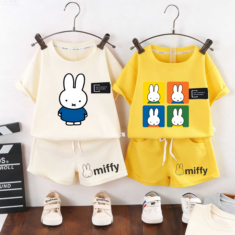 Badminton Meme - ミッフィーウサギキッズ半袖Tシャツカジュアルパンツ男の子女の子コットンTシャツキュートショーツセット面白いミームサマー服ギフト2026