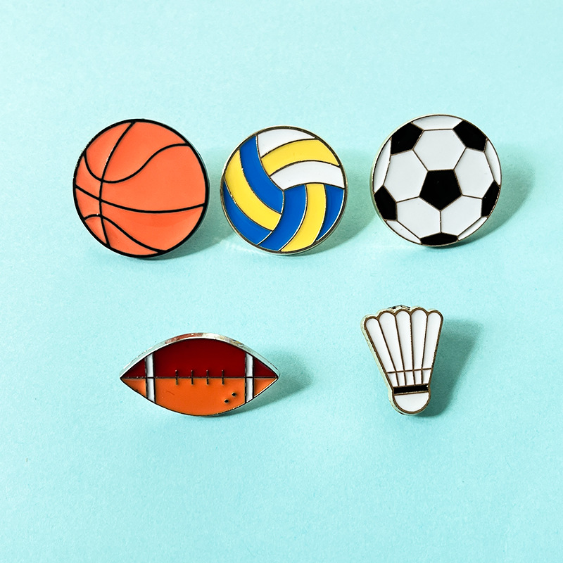 漫画スポーツボールブローチセットサッカーバスケットボールバド - Badminton Icon のレビューと価格