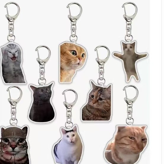 ホットスタイルのネットセレブ猫頭表情キーホルダー、砂の彫刻、 - Badminton Meme のレビューと価格