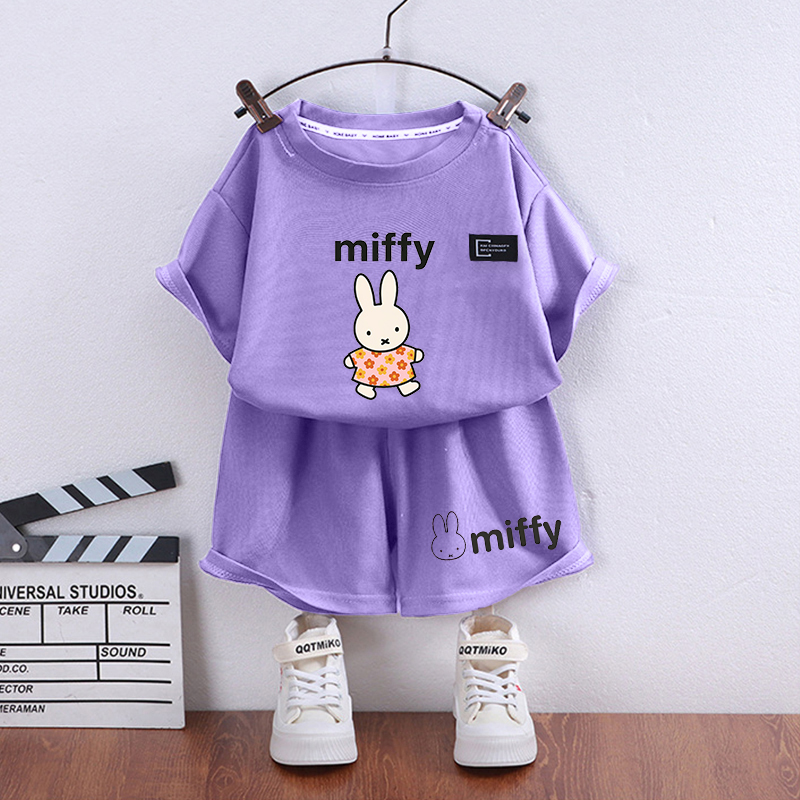 ミッフィーウサギキッズ半袖Tシャツカジュアルパンツ男の子女の - Badminton Meme のレビューと価格