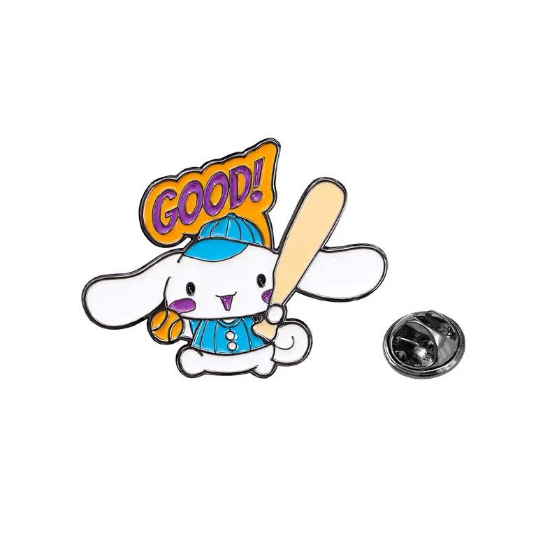 サンリオ-金属製の漫画のブローチ,学生の記念,かわいい,黒み - Badminton Icon のレビューと価格